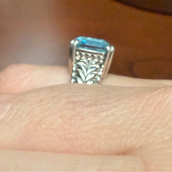 JAI Sterling Silver Asscher Cut Sky Blue Topaz Gemstone Ring, NWOT, sz 5 - Picture 3 of 9